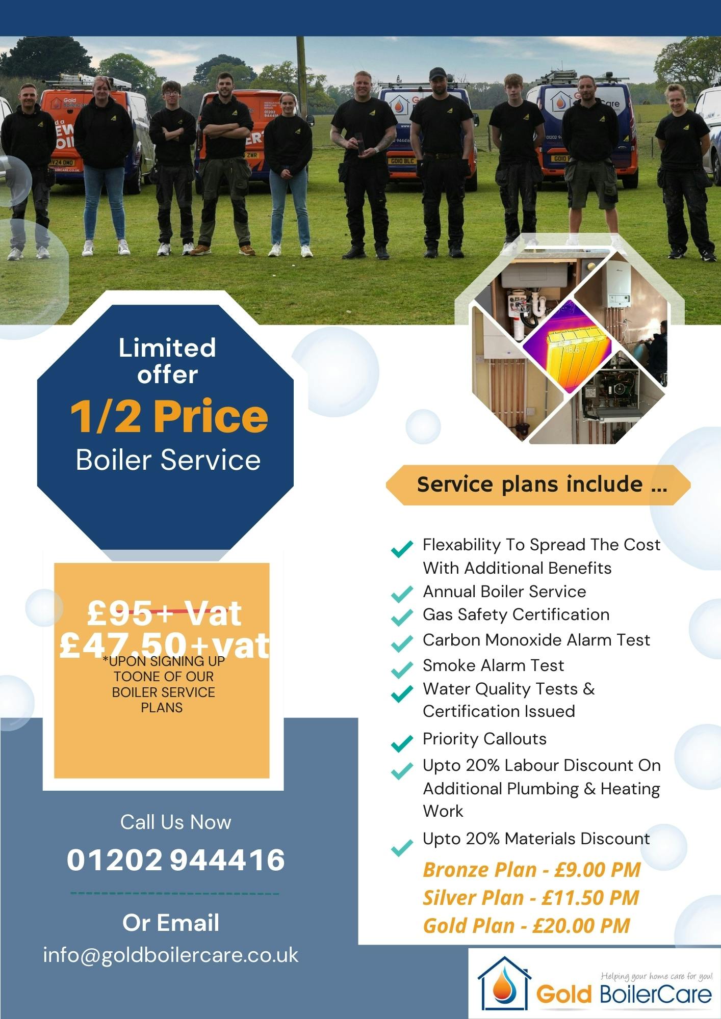1/2 price boiler service when signing up to one of our service plans